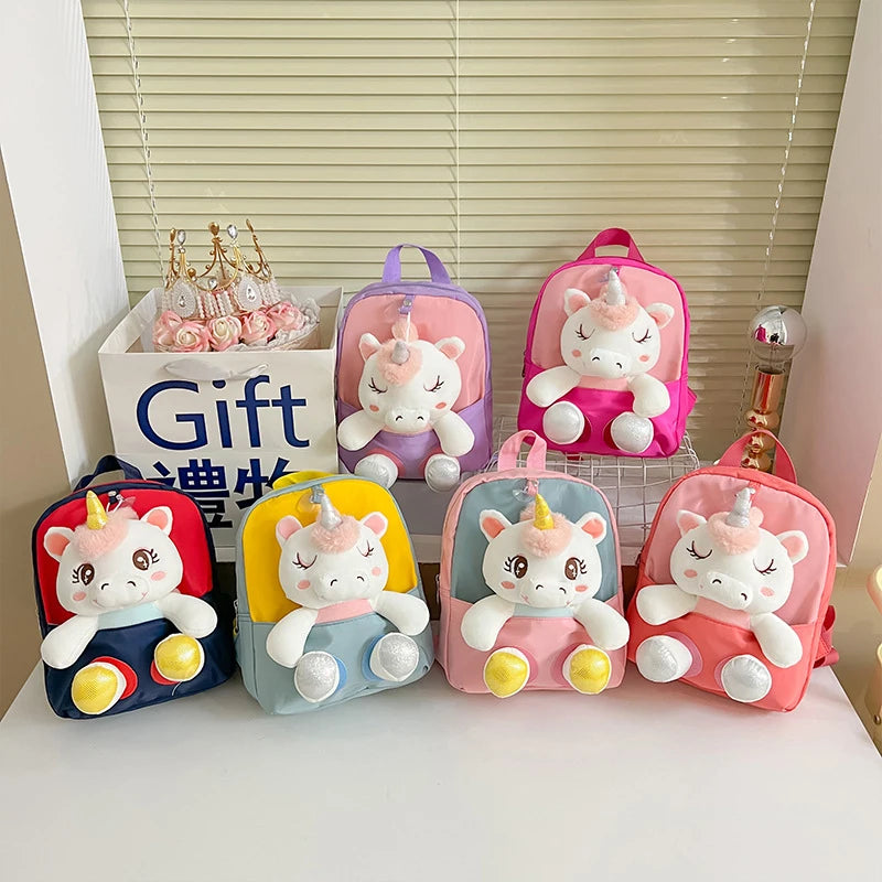 3D Unicorn Plush Kids Backpack – Toddler Girls Kindergarten Schoolbag & Stuffed Toy Bag