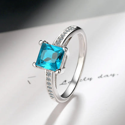 925 Sterling Silver Rings Size 5#-10# Quadrate Zircon High Quality For Women Fine Wedding  Jewelry Accessories Party Gifts