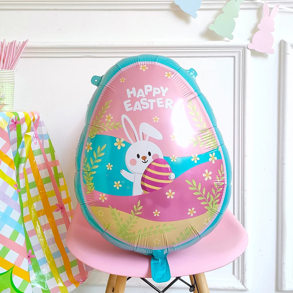 Easter Bunny & Chick Foil Balloon – Cute Standing Rabbit, Egg & Carrot Helium Balloon for Kids’ Party Decor