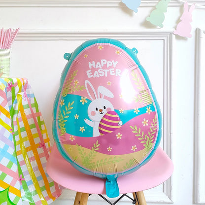 Easter Bunny & Chick Foil Balloon – Cute Standing Rabbit, Egg & Carrot Helium Balloon for Kids’ Party Decor