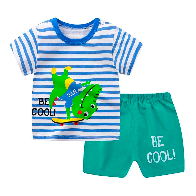 Baby Boys Girls Cartoon T Shirt + Shorts Set Cute Cartoon Pajama Set