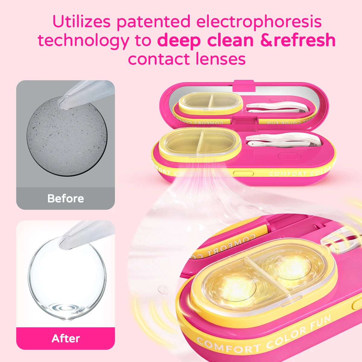 UYAAI GoCapsule Contact Lens Cleaner Contact Cleaning Case Lens Care Patented Cleaning Power Quiet Care Type-C Charging Port