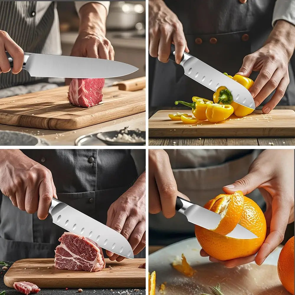 Commercial luxury kitchen knife 6-piece set, steel precision forge high-end kitchen knife, log handle, professional chef's knif