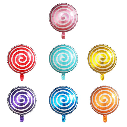 10pcs 18" Lollipop Swirl Foil Balloons – Candy Themed Round  Balloons for Birthday Party, Baby Shower, Carnival, Holiday Decor