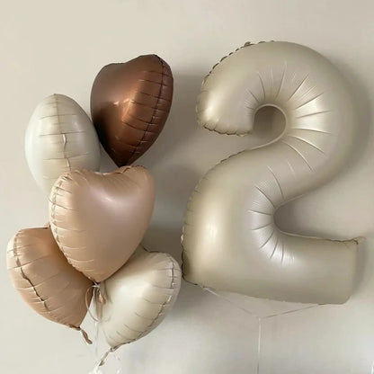 Cute Teddy Bear Party Birthday Number Balloons Large Retro Brown Bear Foil Balloon Set 8 pcs Baby Shower Birthday Party Decor