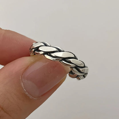 925 Sterling Silver Rings For Women Men Fine Jewelry Finger Adjustable Open Vintage Chain Ring