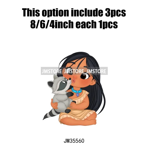 Love Cute Cartoon Little Baby Princess Girls Character Iron on DTF Transfers Washable Stickers Ready to Press for Clothes Bags