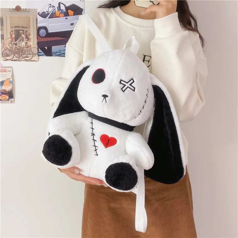 Kawaii Plush Rabbit Small Backpack Cute Gothic Stuffed Animal Purse Plushie Bag Nightmare Before Christmas Aesthetic Bunny Doll