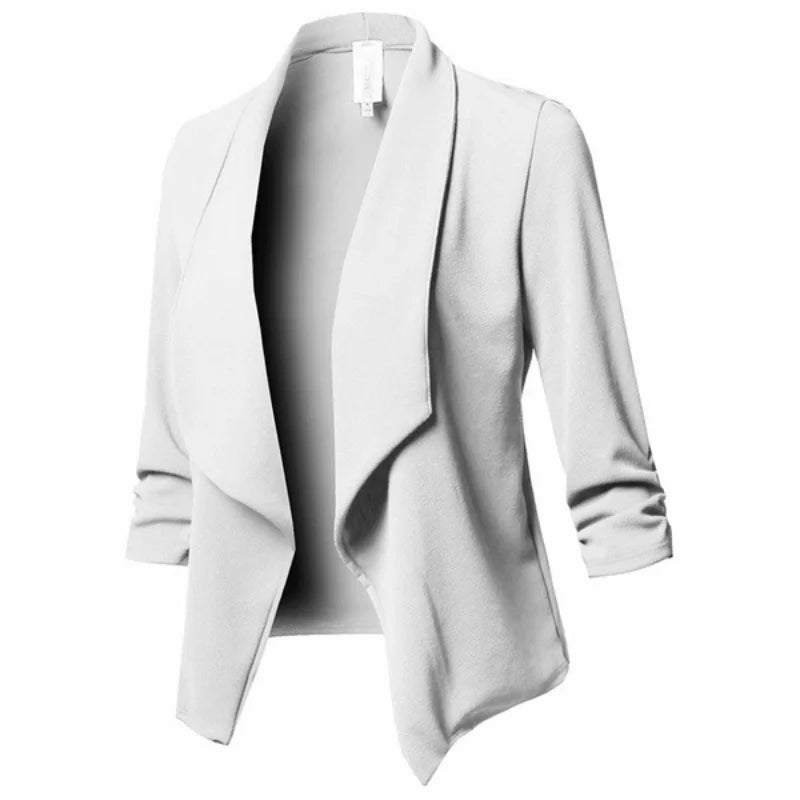 Women’s Waterfall Open‑Front Blazer – Asymmetrical Long Jacket