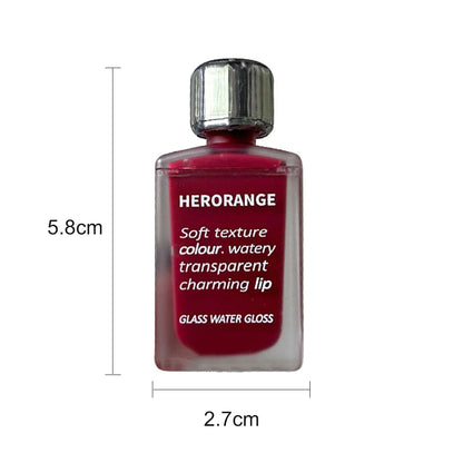 Lightly Glass Water Gloss Herorange Lip Glaze Mirror Moisturizing Plump Lips Not Easy To Stick To The Cup Long-Lasting Makeup