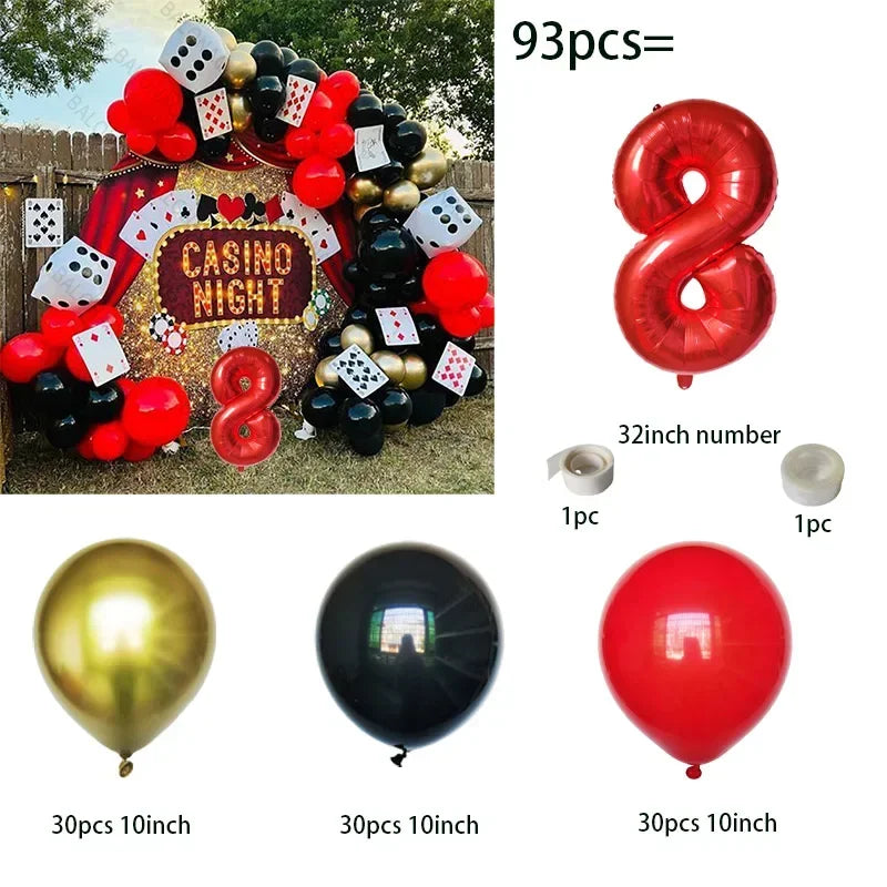 93pcs Cube Balloons Dice Playing Cards Foil Ballon Casino Theme Party Adult Birthday Decor Las Vegas Party Poker Theme Party