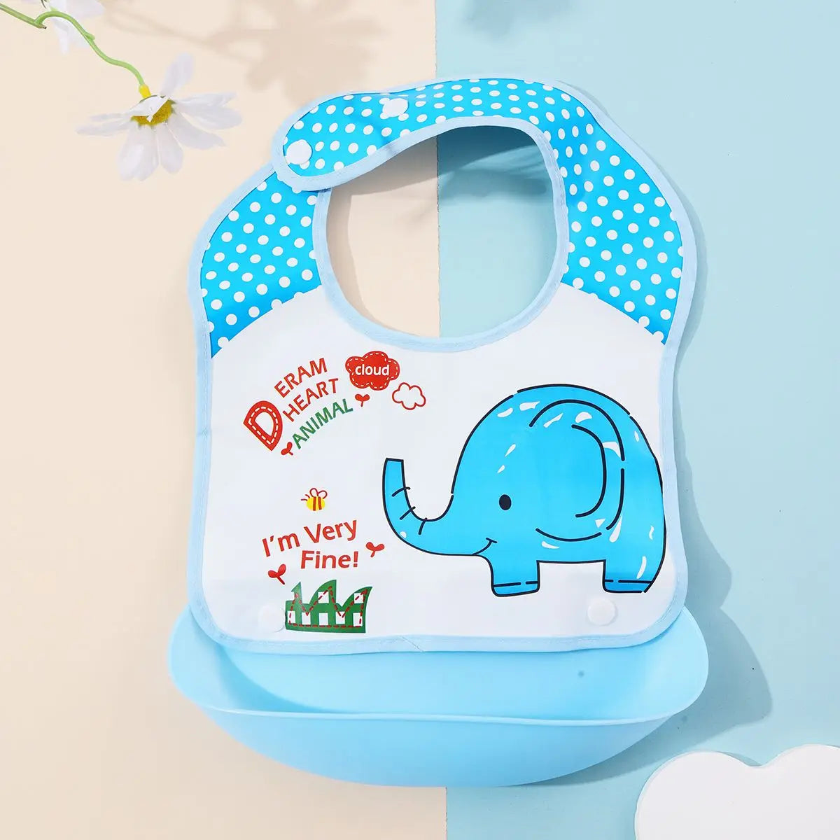 Waterproof food Baby bib with pocket