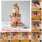 Blue Train Cake Topper Bear Cake Top Carriage Water Balloons Rainbow Tower Cake Decorations Boy Girl Baby Shower Party Supplies