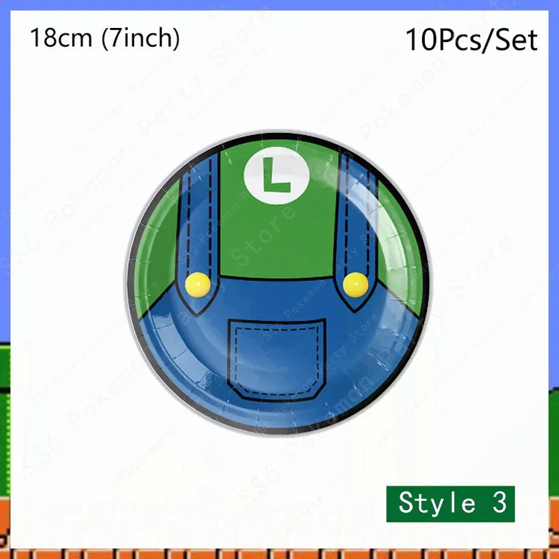 Super Mario Bros Birthday Decoration Party Supplies Disposable Tableware Baby Shower Paper Cup Tablecloth Plate Napkin Bag Kit