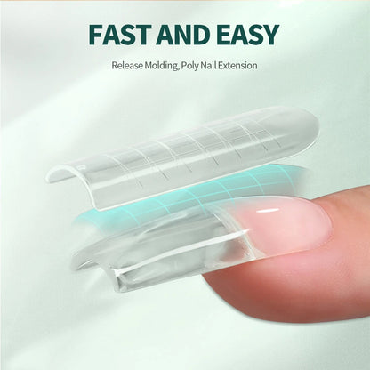 Poly Nail Extension Gel Kit 6 Colors Pink White Nude Gel Clear Nail Dual Form Art Kit with Brush and Slip Solution for Nail Art