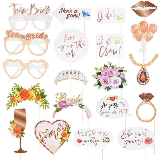 Wedding Party Decoration Handheld Photo Booth Props Lips Glasses Team Bride To Be Bridal Shower Party Photo Frame Supplies