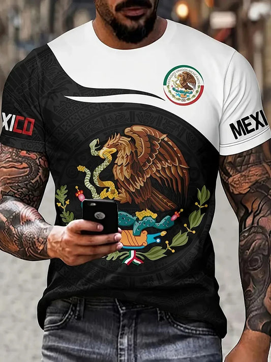 Mexican T-Shirt Unisex Casual Short Sleeved T-Shirts Round Neck Streetwear Mexico Printed Tees Tops Oversized Men's Clothing XL