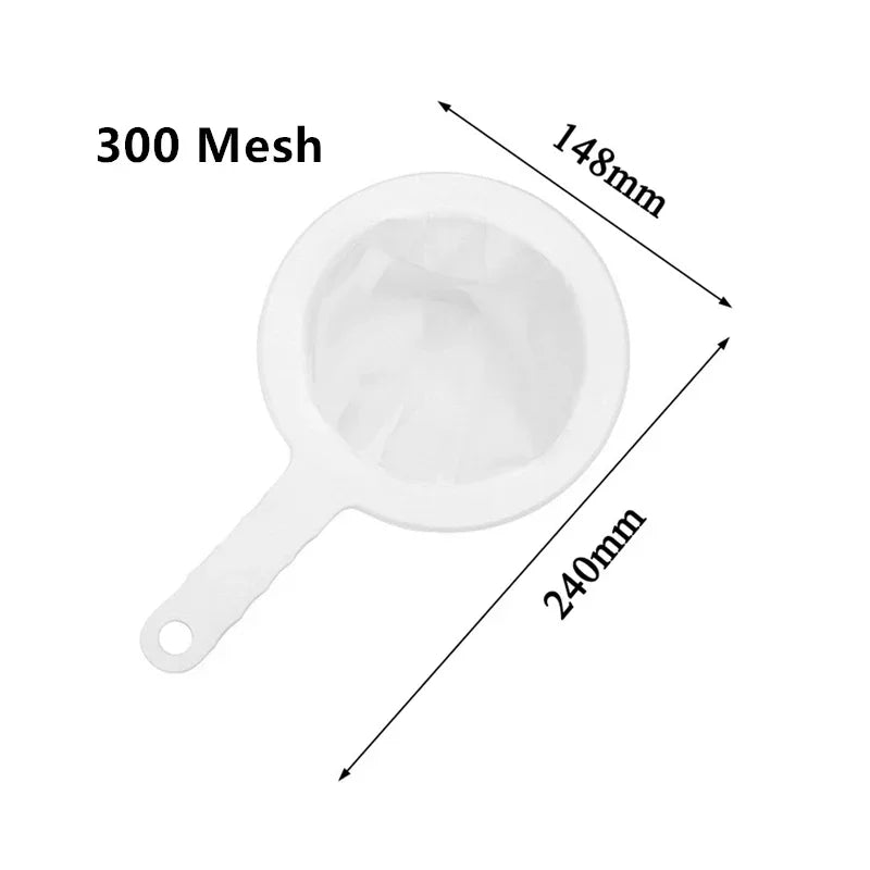 1PC Fine Mesh Strainer Spoon for Coffee, Milk, Soy, and Yogurt 100/200/300/400 Mesh Nylon Filter For Kitchen Dining Gadgets
