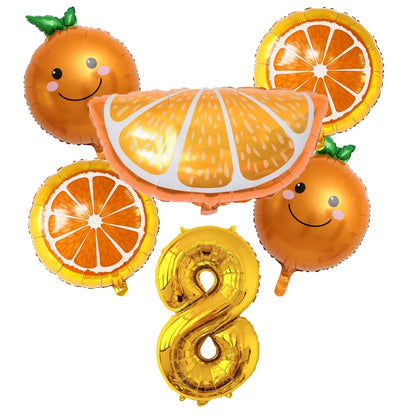 6pcs Orange Foil Balloon with 32inch Number Balloons Summer Themed Fruit Globals Baby Shower Birthday Thankgiving Party Decor