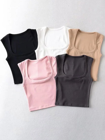 Deep Square Collar Crop Top