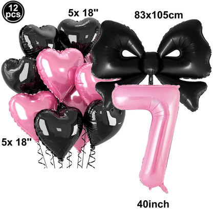 Giant Black Pink Bow Balloon Coquette Birthday Party Decorations Bowknot Balloon for Girls Baby Shower Bridal Wedding Supplies