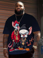 Men's Hip Hop Cartoon Animal Printed Round Neck T-shirt 100% Polyester Fabric