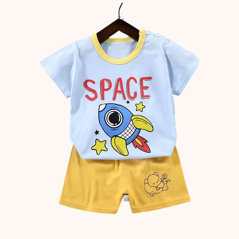 2Pc Children's Boys Girl T-shirt Shorts Summer Sets