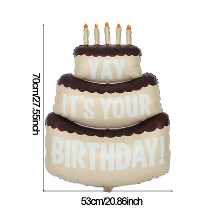 Happy Birthday Animal Foil Ballo﻿ Cute Matte on Bear Rainbow Bow Dinosaur Candy Balloon Design