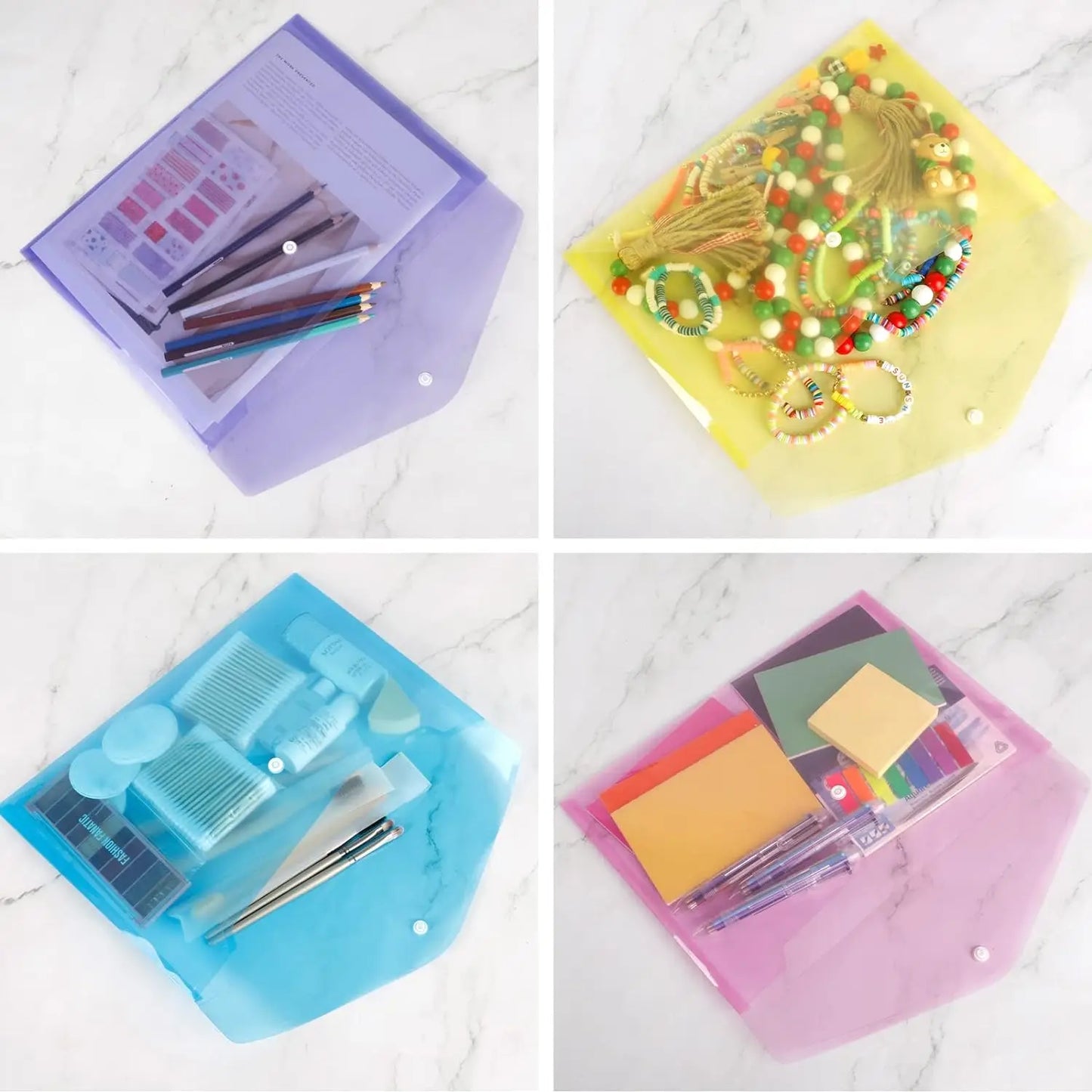 5pcs Plastic Transparent Document Storage Folder  Bag 16C -A4 Paper Size