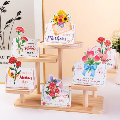 5pcsMixed 3D Mother's Day Greeting Cards Carnation Tulip Rose Folded Mother's Day Cards Bakery Shop Flower Shop Blessing Invitat