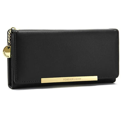 Fashion Portable Solid Color Female Long Purse Zipper Clutch Bag Large Capacity PU Leather Women Zipper Wallet