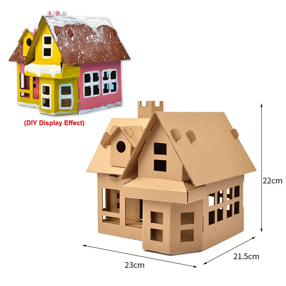 Christmas Paper House DIY Painting Corrugated Board Villa Manor Castle Set Xmas Party Birthday Decoration Kids Gift Home Supply