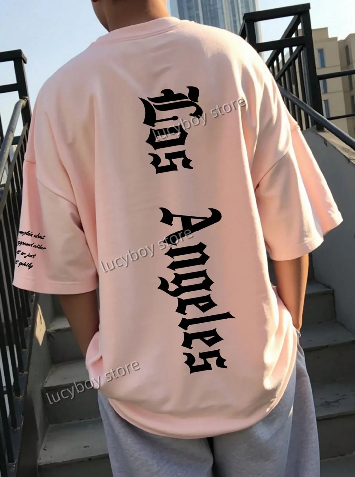 Men’s LOS ANGELES Print T‑Shirt – Loose Fit Short Sleeve