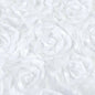 120x180CM White Seamless Grandiose 3D Rosette Satin Rectangle Tablecloth