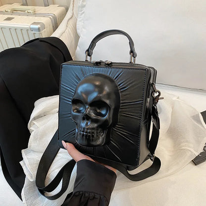 3D Skull Shape Box Handbag For Men And Women European And American Punk Flaps Personality Rivet Hip Hop Shoulder Messenger Bag