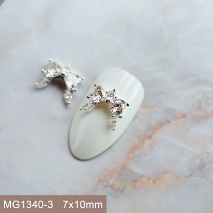 10pcs/lot Luxury No Fading Bow Butterfly Arc Nail Art Parts Zircon Crystal Manicure Nails Accesorios Supplies Decorations Charms
