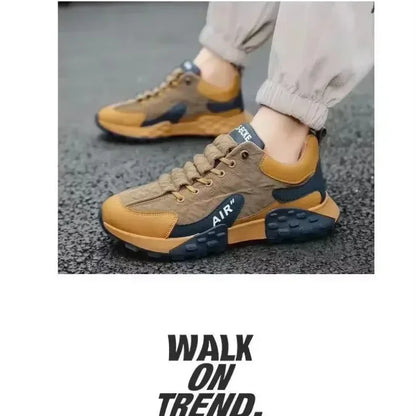 / Stylish Men's Vulcanize Shoes for Leisure and Running in 2025/ Thick-Soled Casual Sneakers/