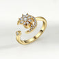 Fidget Spinner Ring Anxiety for Women Multiple Crystal Flower Eye Butterfly Animal Ring Rotate Anti Stress Wedding Jewerly