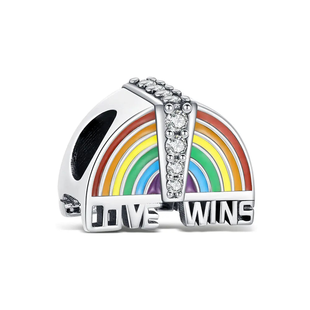 2025 Hot 925 Sterling Silver Rainbow Pride Month Charm Pendant heart bead unlimited Fit Original Bracelet For Women Jewelry Gift