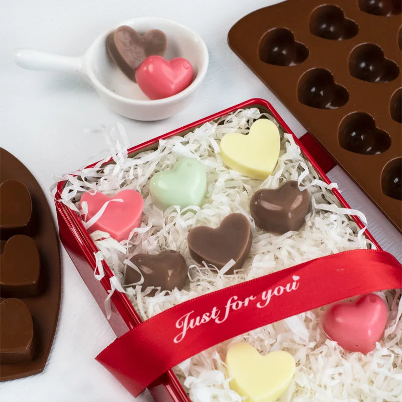 Multi Size Love Silicone Chocolate Mold Heart Candy Jelly Baking Set Ice Cake Mould Candle Soap Making Set Valentine's Day Gifts