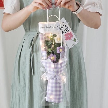 Crochet Flower Bouquet Mother's Day Gifts with LED Light String Hand Knitted Flowers Graduation Artificial Flowers Decor
﻿ 
﻿