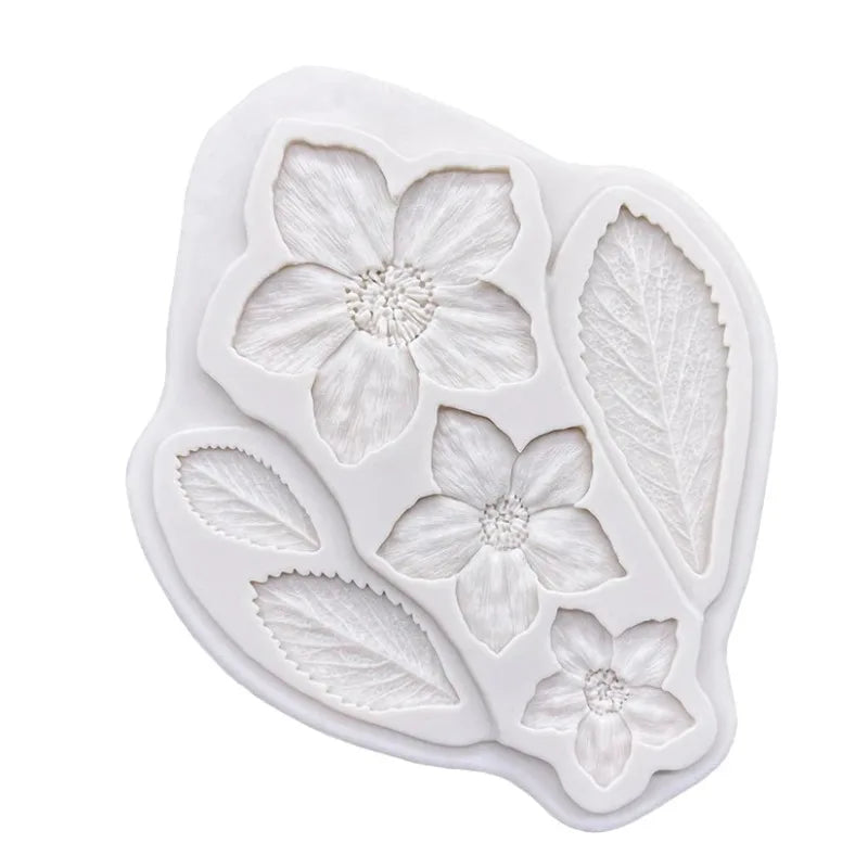 1pc Silicone Mold – Leaves & Flowers for Cake, Chocolate, Candy & DIY Crafts