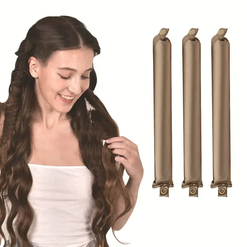 Heatless Satin Hair Curling Rod Headband – No‑Heat Soft Sleep Rollers for Effortless Lazy Curls