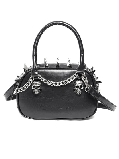 Punk Skull Chain Mini Crossbody – Fashion Square Bag with Decorative Hardware