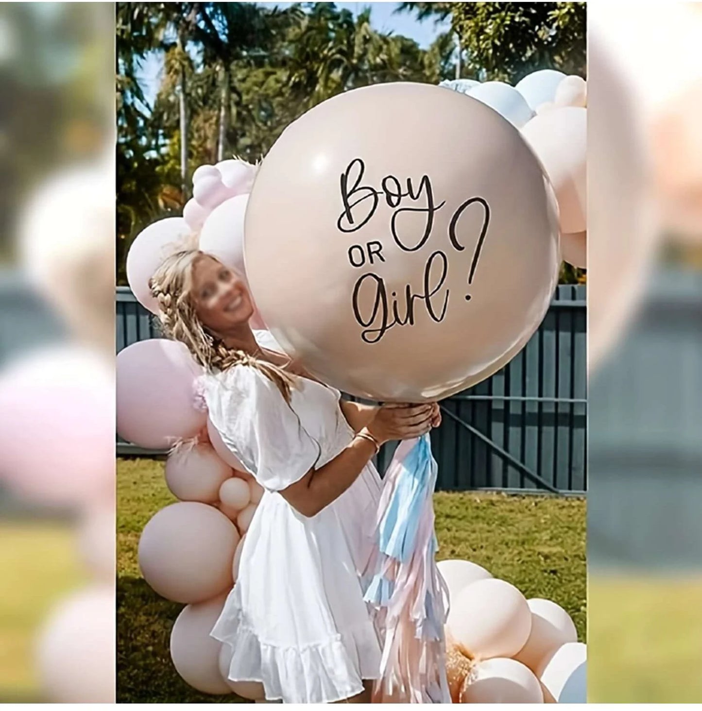 1PCS 36IN skin color blue pink paper scraps gender revealing balloon suitable for baby welcome parties, birthday parties