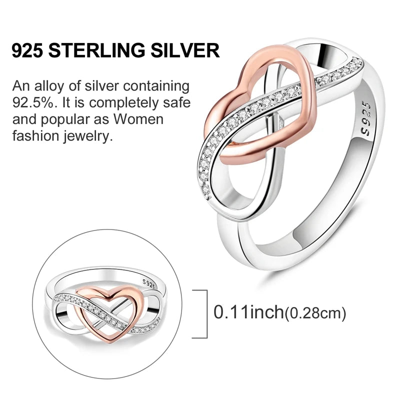 Rings Original 925 Sterling Silver Rings Simple Zircon Heart Ring For Wedding Valentine's Day Women Ring Jewelry Gift