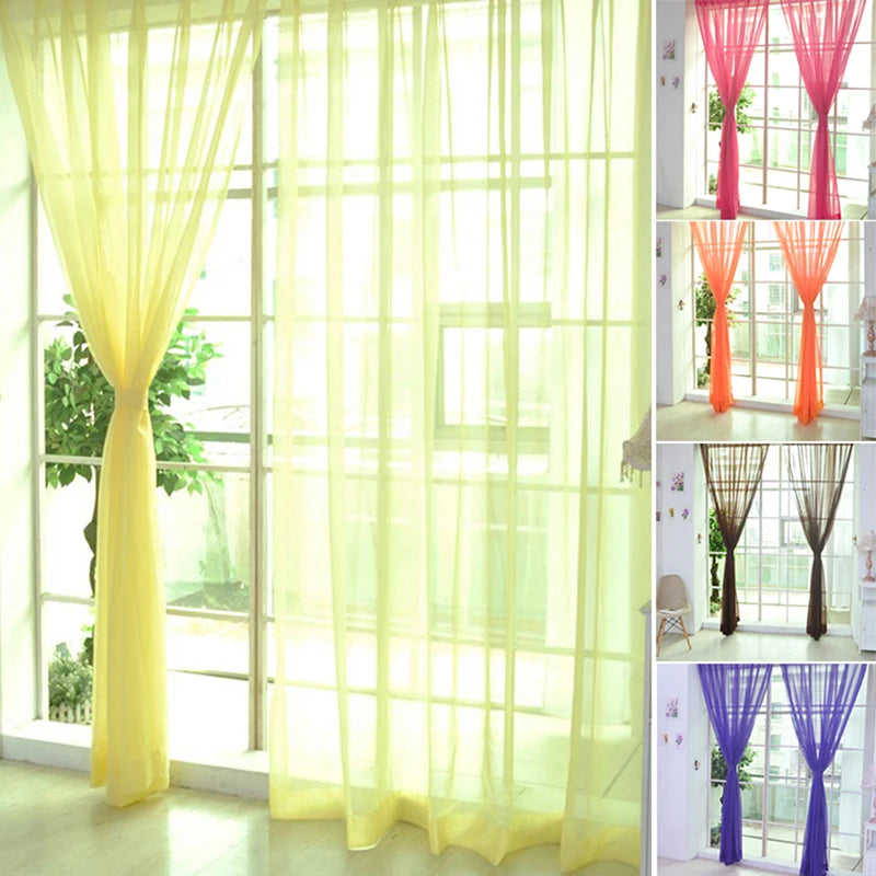 Transparent Solid‑Color Window Gauze Curtains – Light‑Luxury Sheer Panels for Weddings & Home Decor, Easy to Install