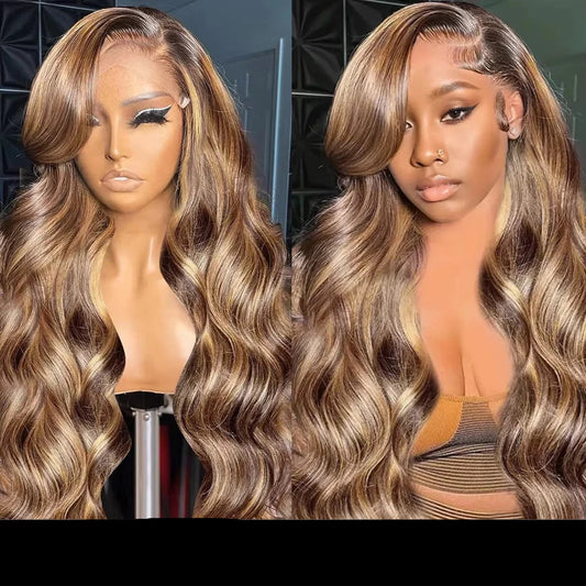 Highlight Wig 13x6 Hd Lace Frontal Wig Honey Blonde Body Wave Lace Front Human Hair Wigs For Women 30 inch 360 HD Full Lace Wig