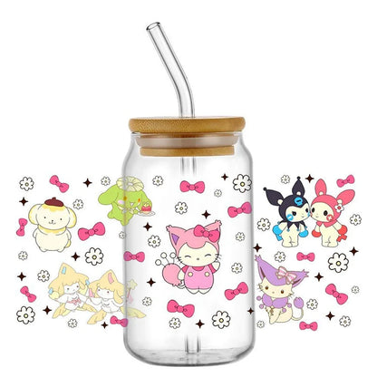 Miniso New Hello Kitty Theme 16oz Libbey Glass 3D Wrapping for cup, mugs, ect.