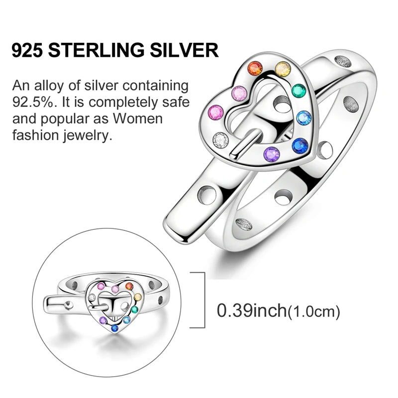 Rings Original 925 Sterling Silver Rings Simple Zircon Heart Ring For Wedding Valentine's Day Women Ring Jewelry Gift